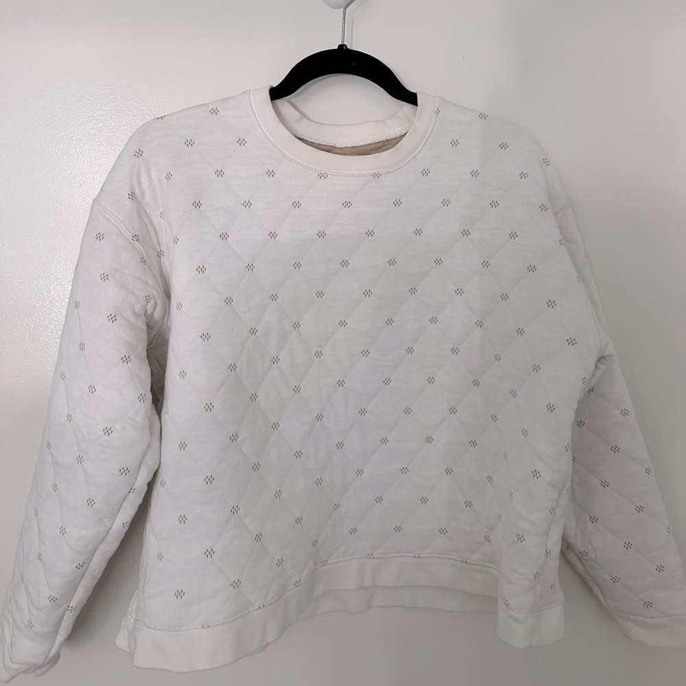 Madewell White Quilted Cropped Sweatshirt (M)